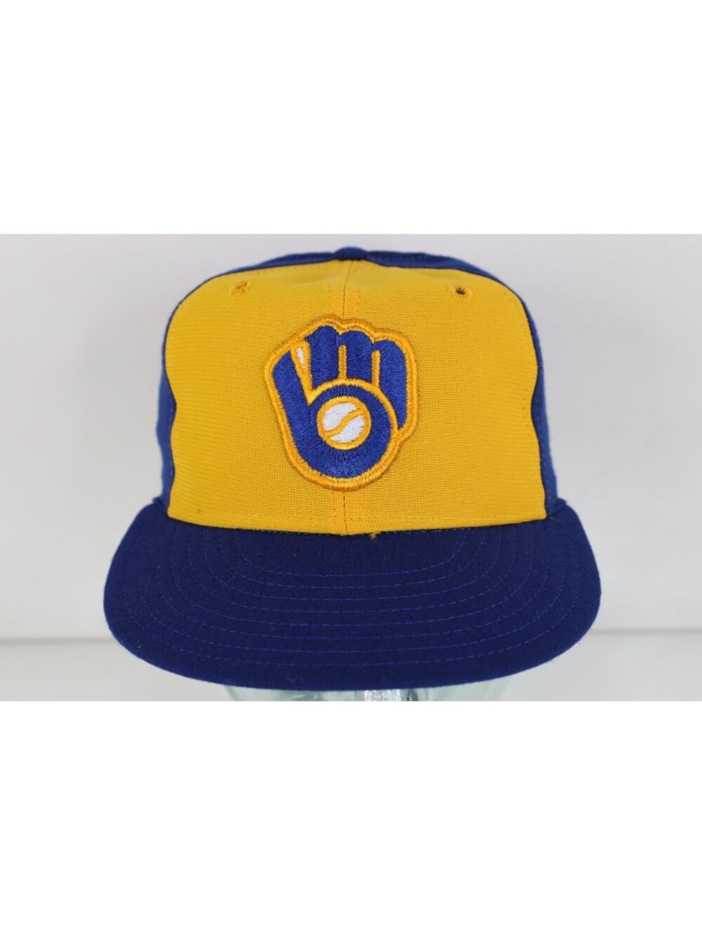 Deadstock Vtg 80s New Era Pro Model Milwaukee Brewers Fitted Hat 7 Wool USA